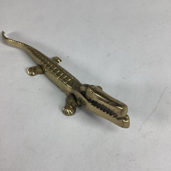 Vintage Solid Brass Alligator Crocodile Nutcracker - Picture 3 of 15